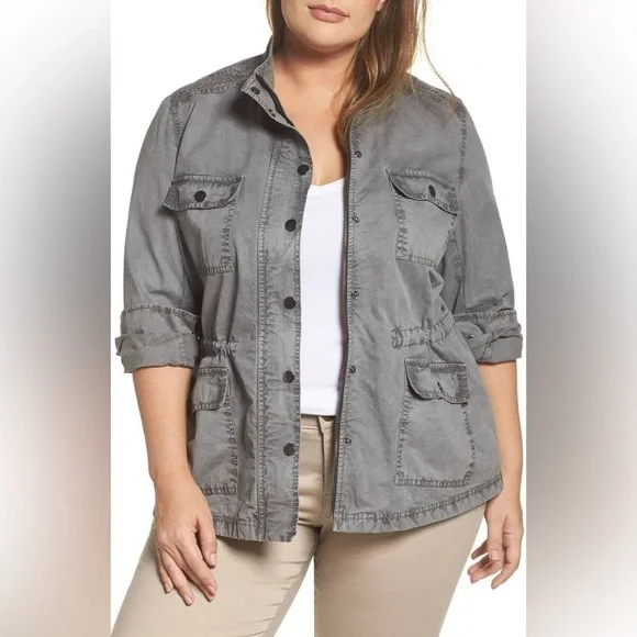 Caslon Washed Gray Utility Jacket Cotton size S - Picture 3 of 5